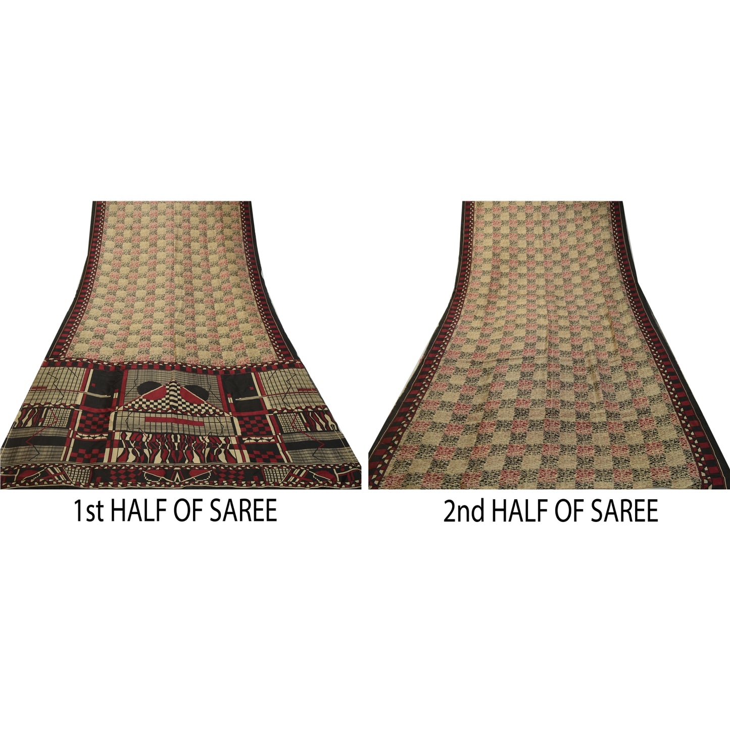 Sanskriti Vintage Sarees Multi Indian Pure Silk Abstract Print Sari Craft Sustainable Fabric