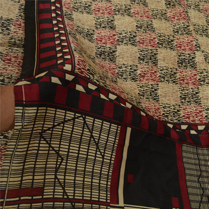 Sanskriti Vintage Sarees Multi Indian Pure Silk Abstract Print Sari Craft Sustainable Fabric