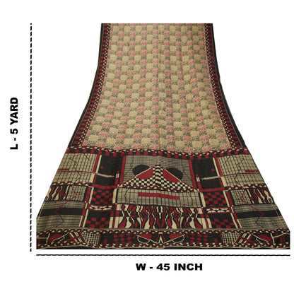 Sanskriti Vintage Sarees Multi Indian Pure Silk Abstract Print Sari Craft Sustainable Fabric
