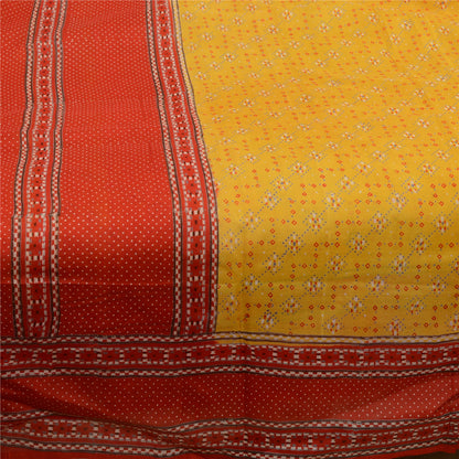 Санскритские винтажные сари желтого цвета из 100% чистого шелка с принтом, мягкая ткань для рукоделия, устойчивая ткань