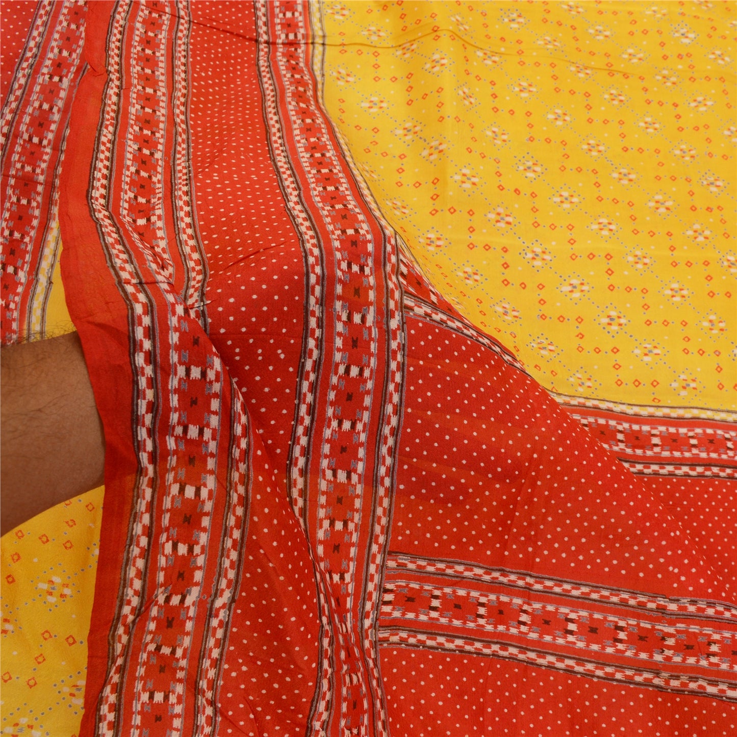 Санскритские винтажные сари желтого цвета из 100% чистого шелка с принтом, мягкая ткань для рукоделия, устойчивая ткань