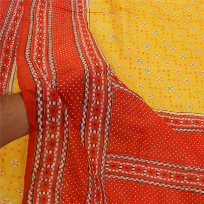 Санскритские винтажные сари желтого цвета из 100% чистого шелка с принтом, мягкая ткань для рукоделия, устойчивая ткань