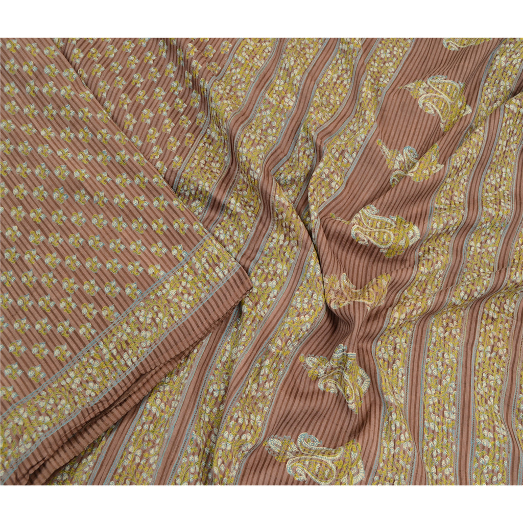 Sanskriti Vintage Sarees Mauve Hand Block Printed Pure Cotton Sari Craft Sustainable Fabric
