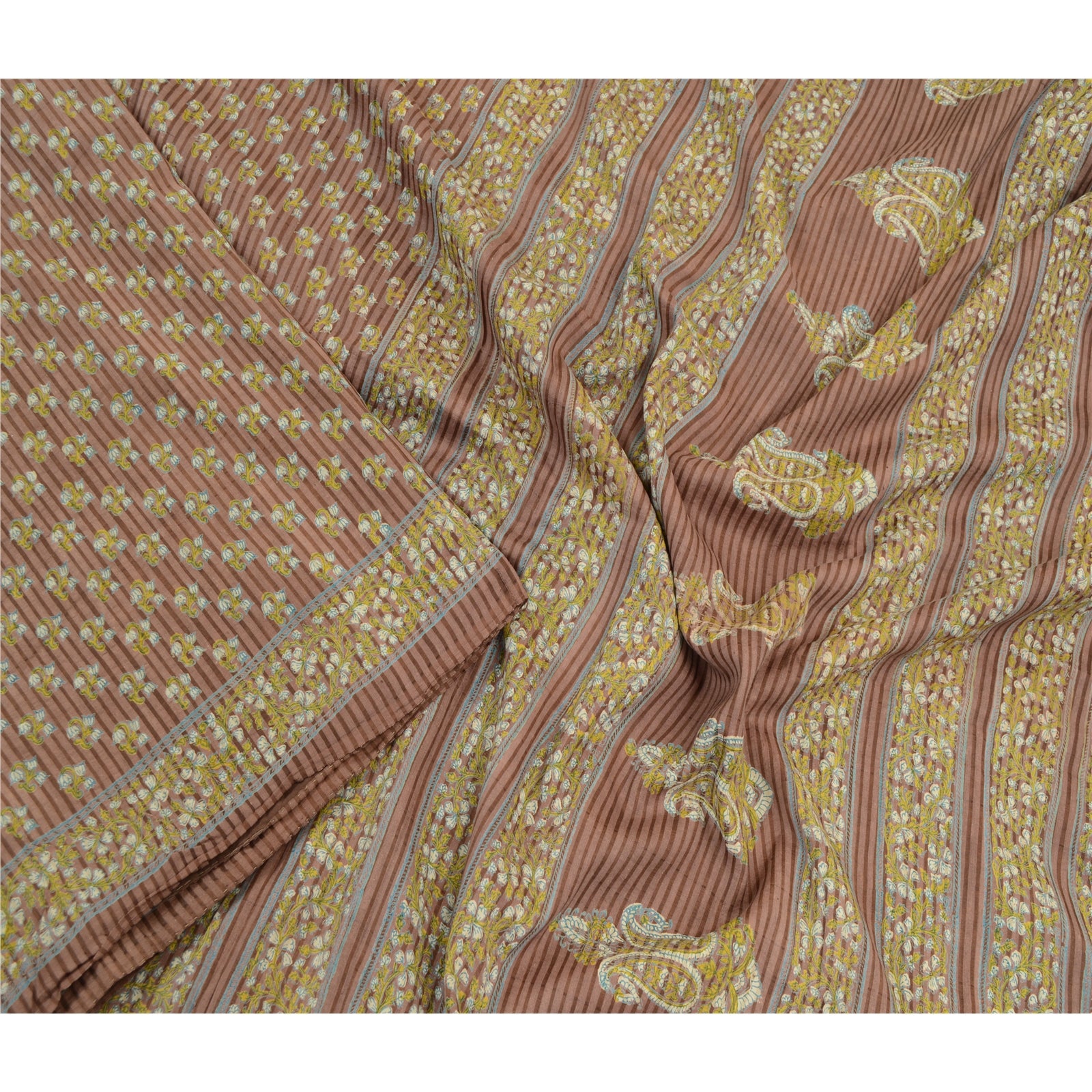Sanskriti Vintage Sarees Mauve Hand Block Printed Pure Cotton Sari Craft Sustainable Fabric