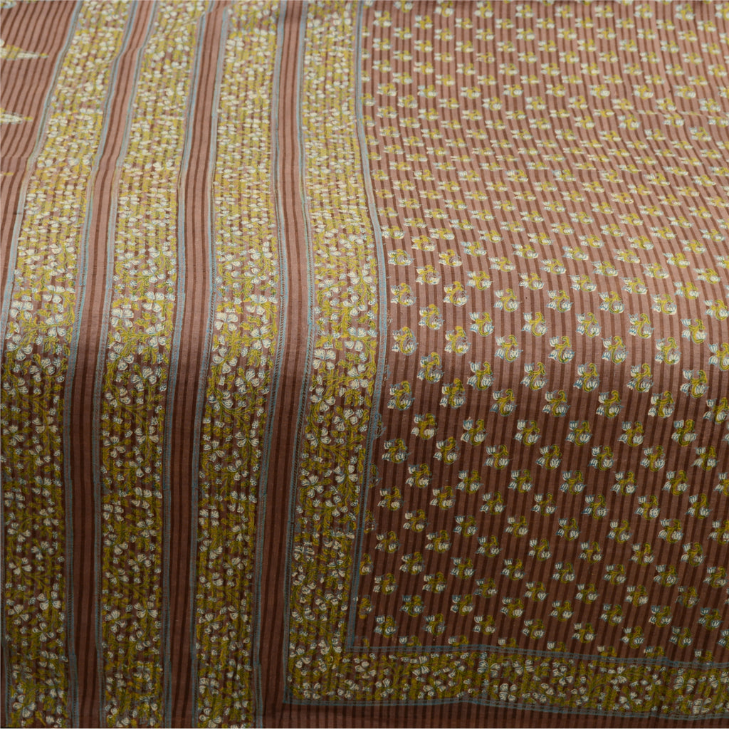Sanskriti Vintage Sarees Mauve Hand Block Printed Pure Cotton Sari Craft Sustainable Fabric
