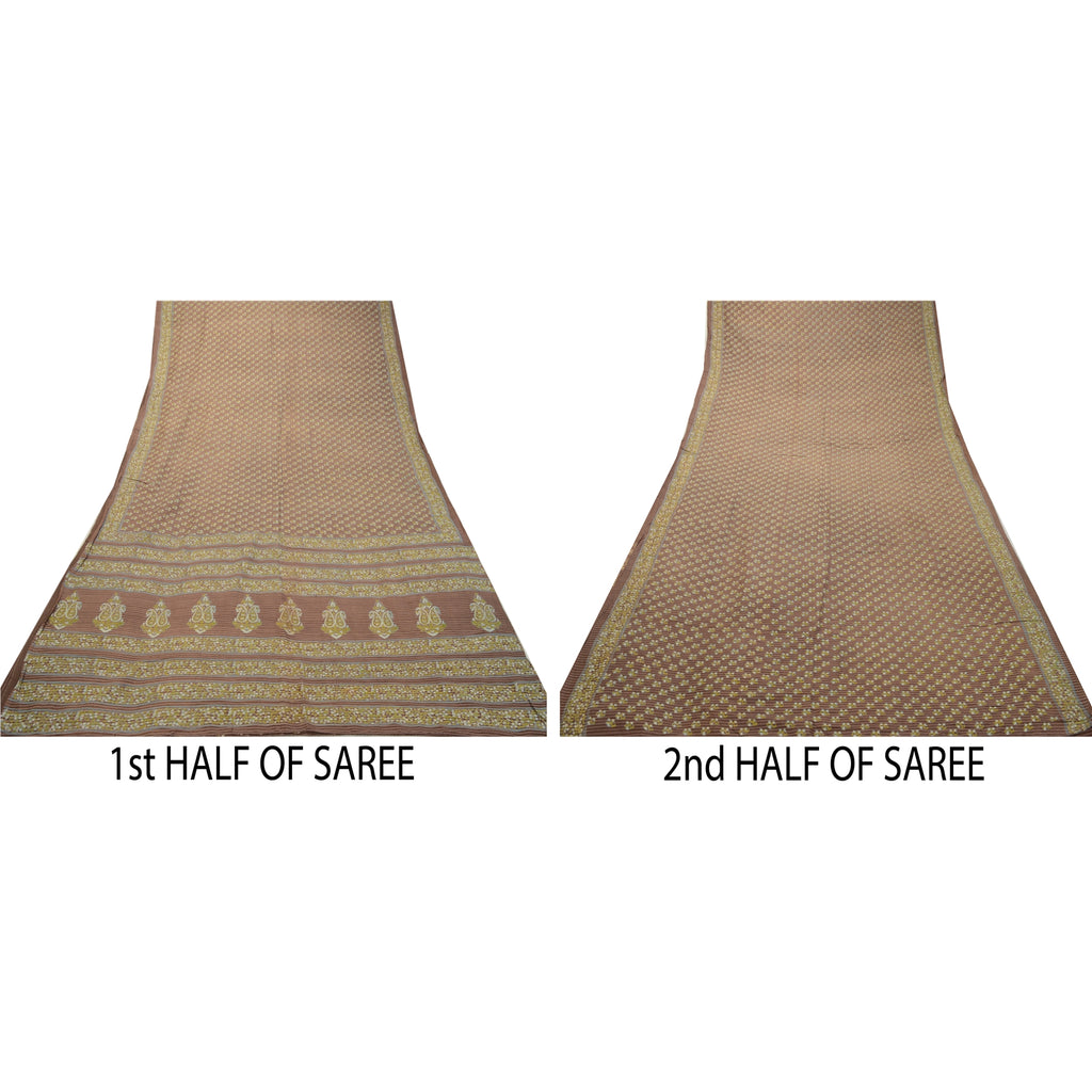 Sanskriti Vintage Sarees Mauve Hand Block Printed Pure Cotton Sari Craft Sustainable Fabric