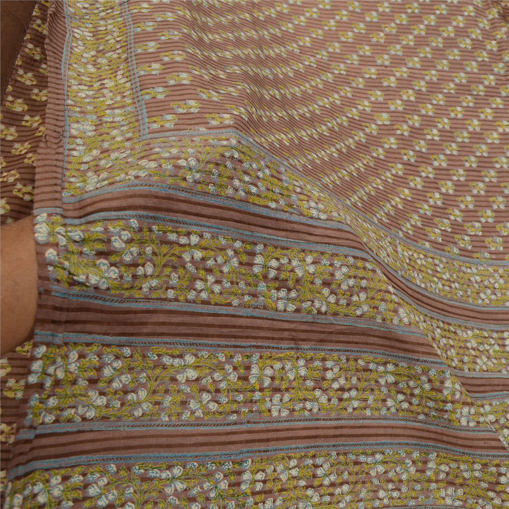 Sanskriti Vintage Sarees Mauve Hand Block Printed Pure Cotton Sari Craft Sustainable Fabric
