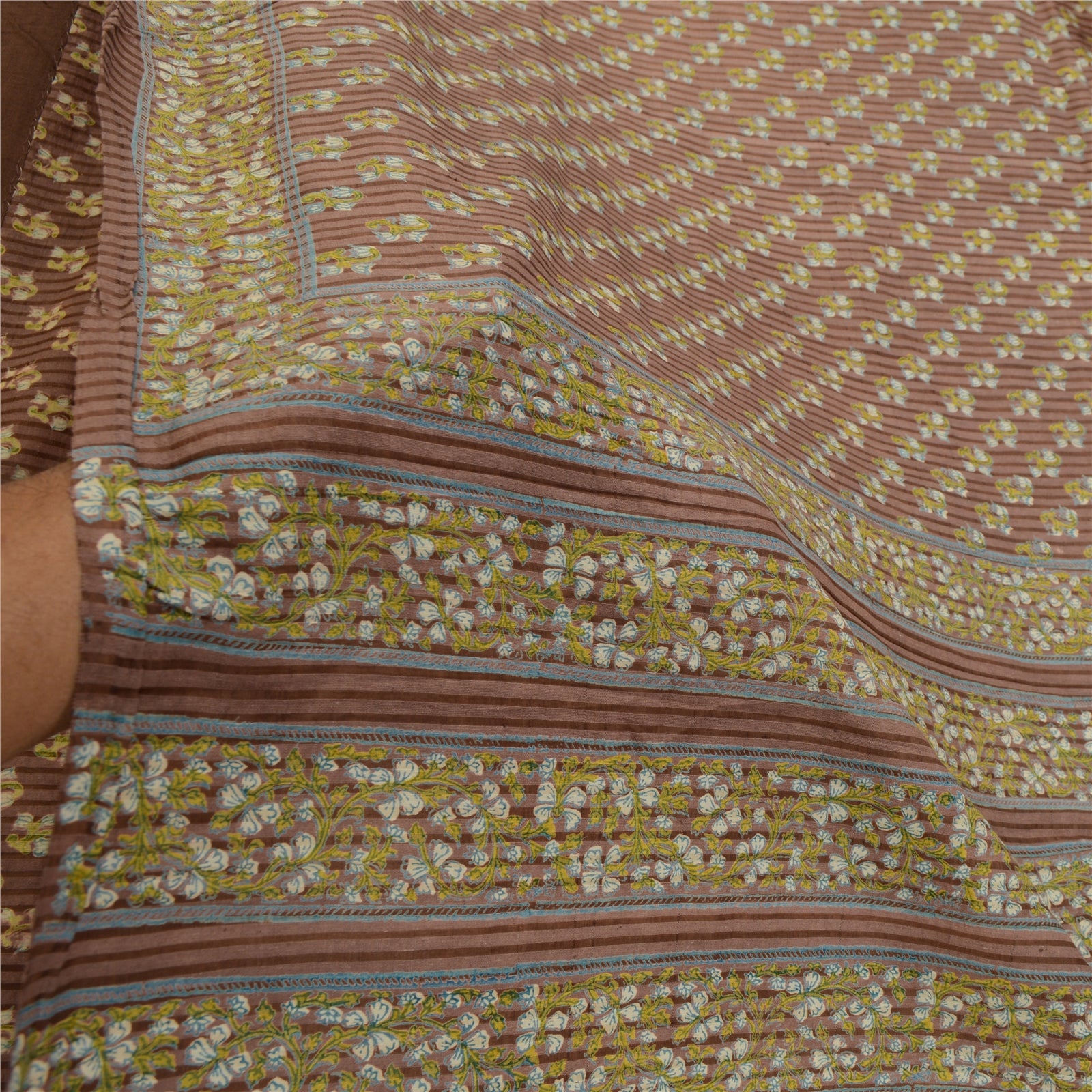 Sanskriti Vintage Sarees Mauve Hand Block Printed Pure Cotton Sari Craft Sustainable Fabric