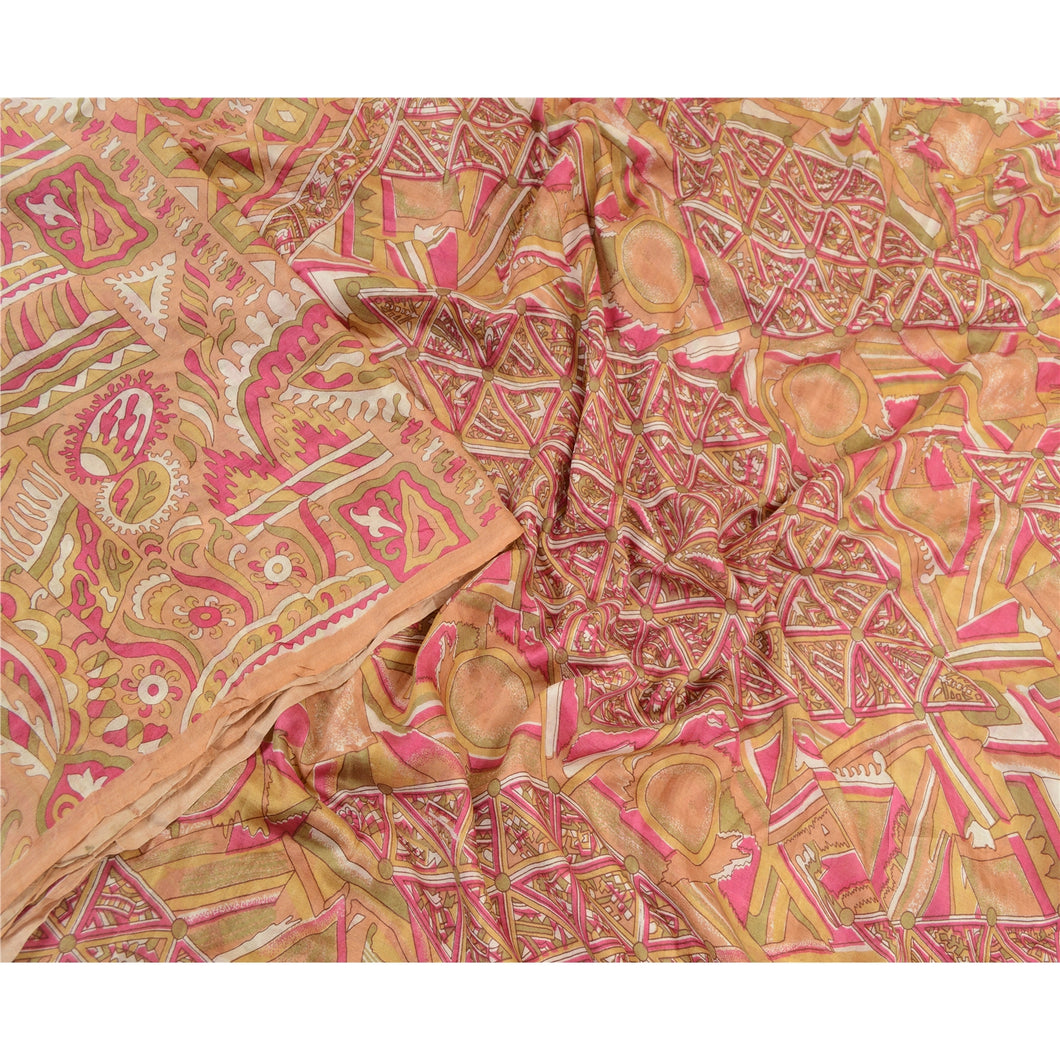 Sanskriti Vintage Sarees Multi 100% Pure Silk Printed Sari Floral Craft Fabric