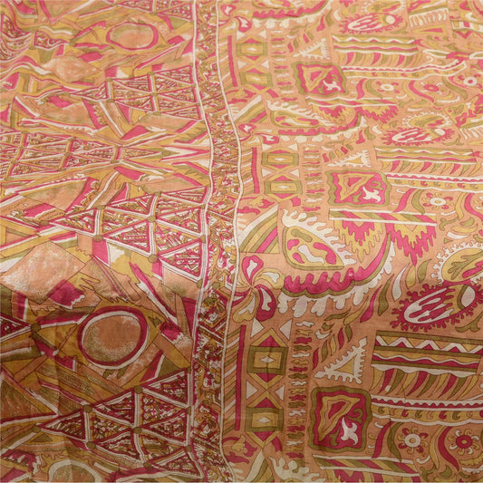 Sanskriti Vintage Sarees Multi 100% Pure Silk Printed Sari Floral Craft Sustainable Fabric