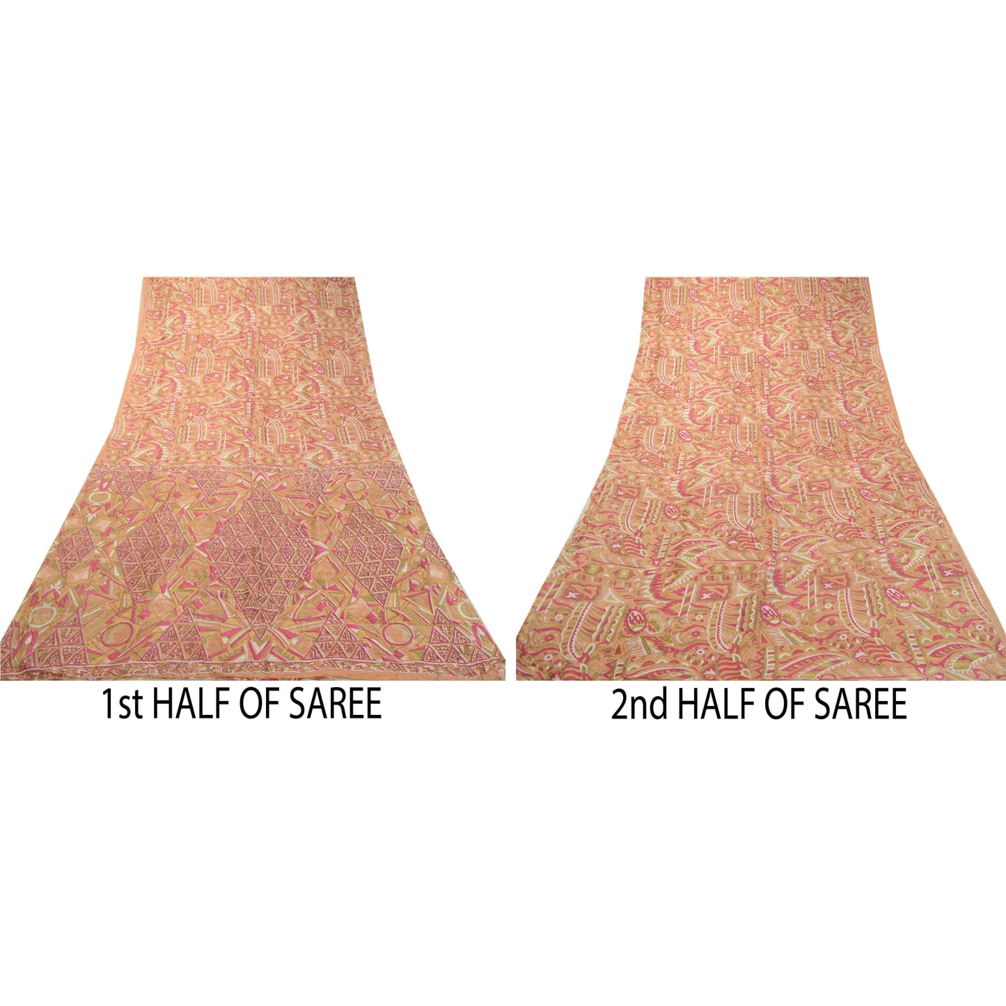 Санскритские винтажные сари из 100% чистого шелка с принтом в виде сари с цветочным рисунком, устойчивая ткань