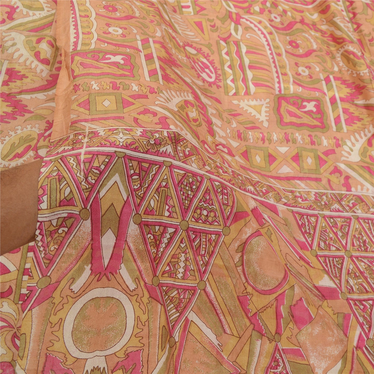 Санскритские винтажные сари из 100% чистого шелка с принтом в виде сари с цветочным рисунком, устойчивая ткань