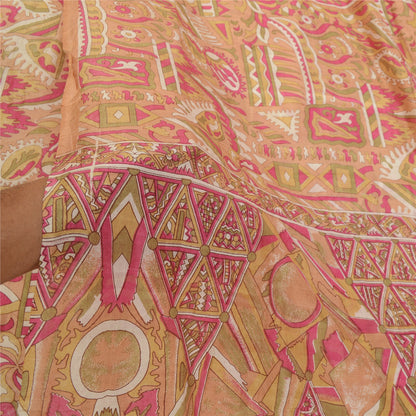 Санскритские винтажные сари из 100% чистого шелка с принтом в виде сари с цветочным рисунком, устойчивая ткань