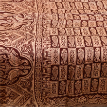 Load image into Gallery viewer, Sanskriti Vintage Sarees Dark Red Animal Pure Silk Printed Sari 5yd Craft Fabric
