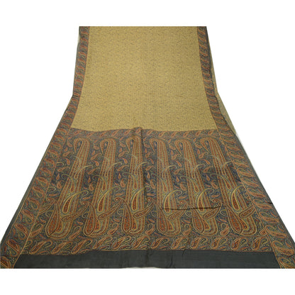 Sanskriti Vintage Sarees Green 100% Pure Silk Printed Sari Paisley Craft Sustainable Fabric