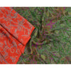Sanskriti Vintage Sarees Red Pure Silk Print Sari Quilting Felting Craft Sustainable Fabric