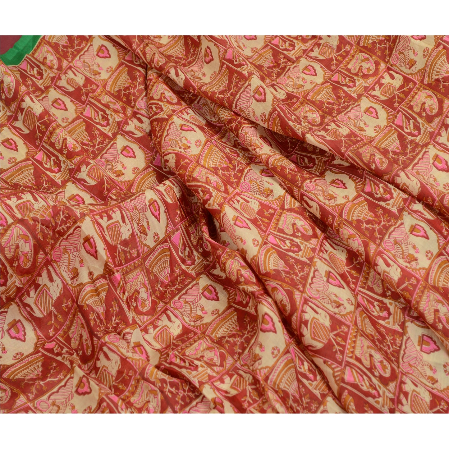 Sanskriti Vintage Sarees Quilting Felting Craft Sustainable Fabric Pure Silk Printed Sari