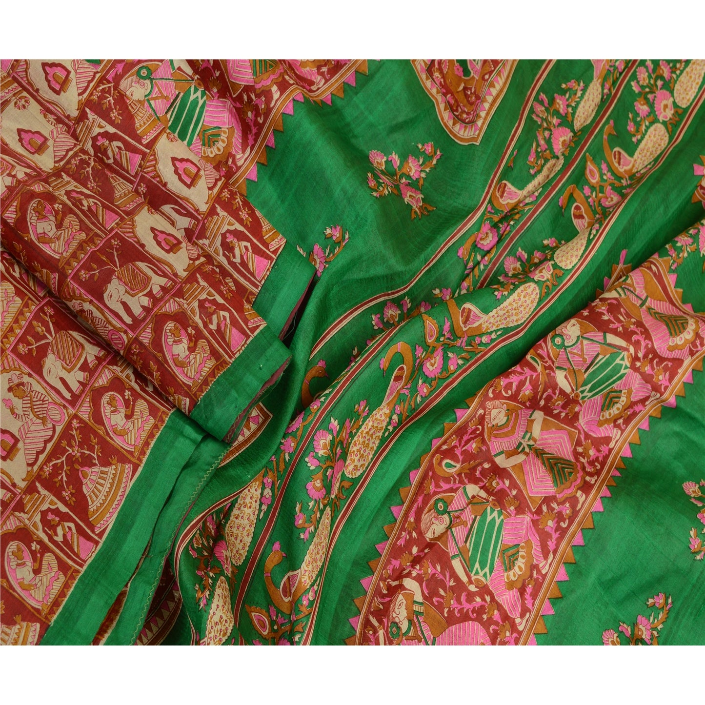 Sanskriti Vintage Sarees Quilting Felting Craft Sustainable Fabric Pure Silk Printed Sari