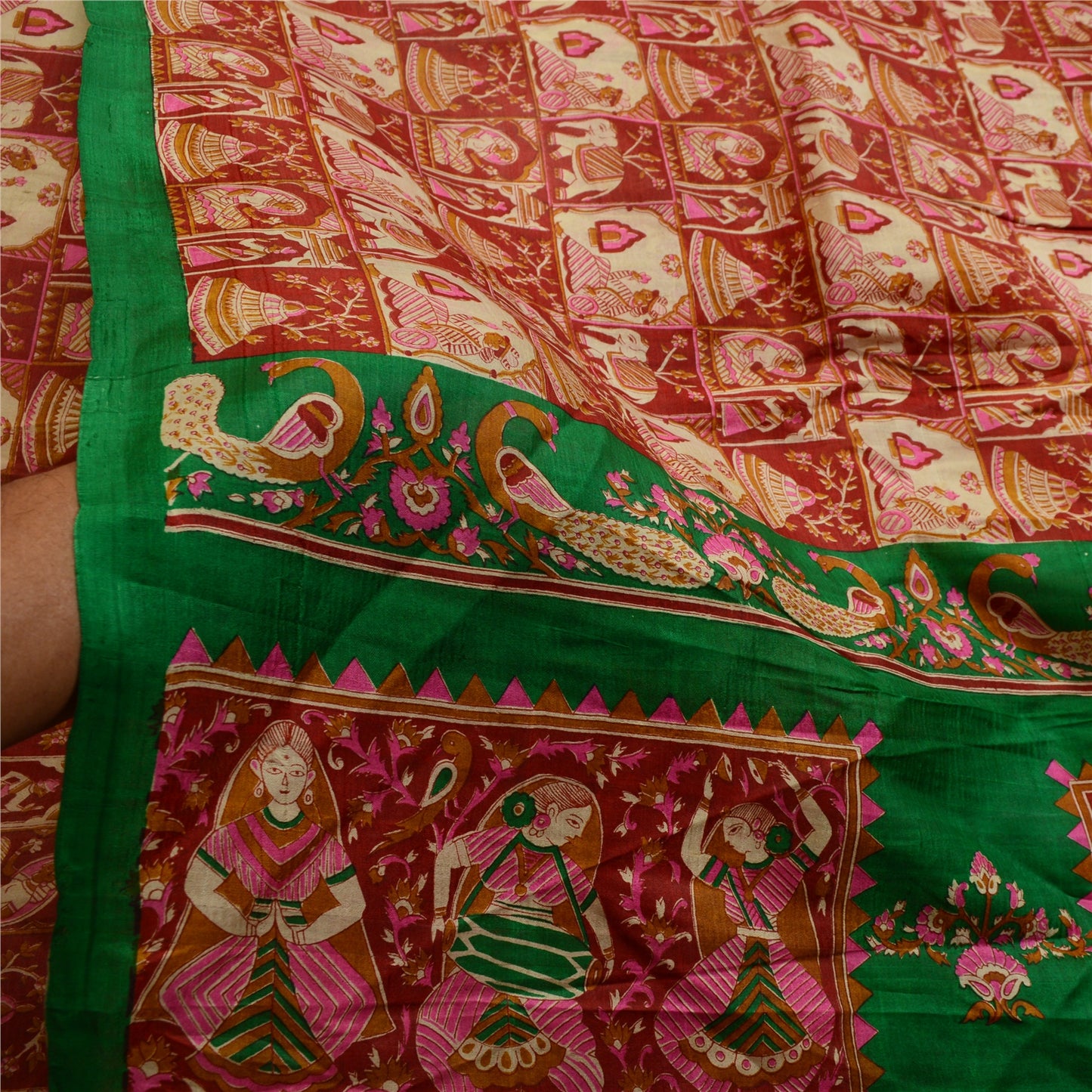 Sanskriti Vintage Sarees Quilting Felting Craft Sustainable Fabric Pure Silk Printed Sari