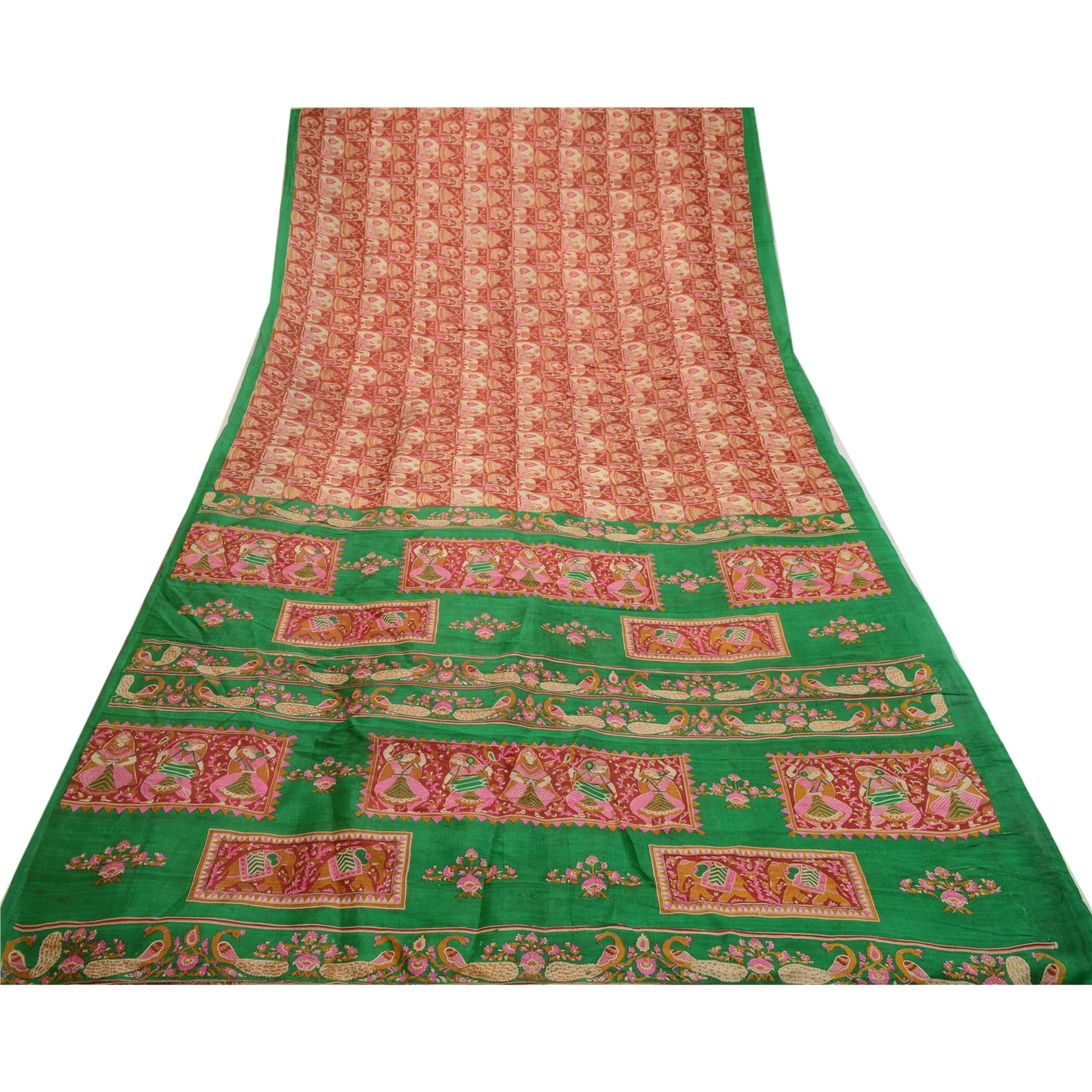 Sanskriti Vintage Sarees Quilting Felting Craft Sustainable Fabric Pure Silk Printed Sari