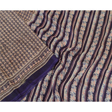 Load image into Gallery viewer, Sanskriti Vintage Sarees Blue Indian Printed Pure Silk Sari Floral Craft Fabric
