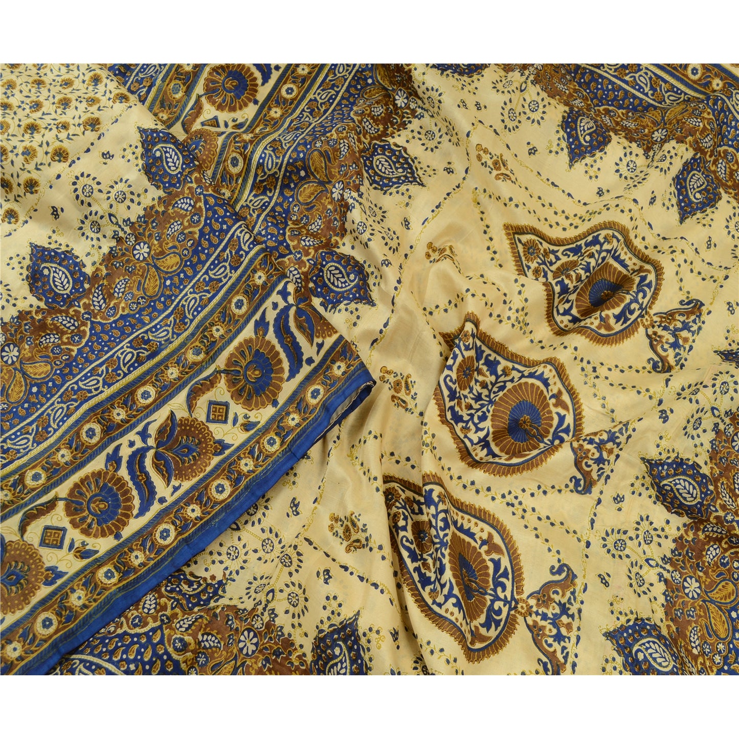 Sanskriti Vintage Sarees Quilting Felting Craft Sustainable Fabric Pure Silk Print 5YD Sari