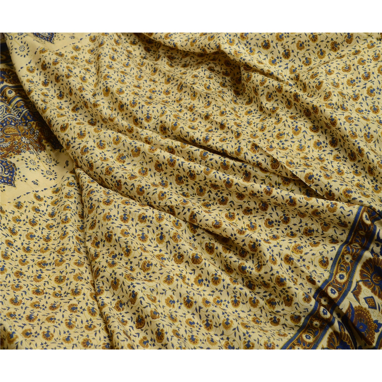 Sanskriti Vintage Sarees Quilting Felting Craft Sustainable Fabric Pure Silk Print 5YD Sari