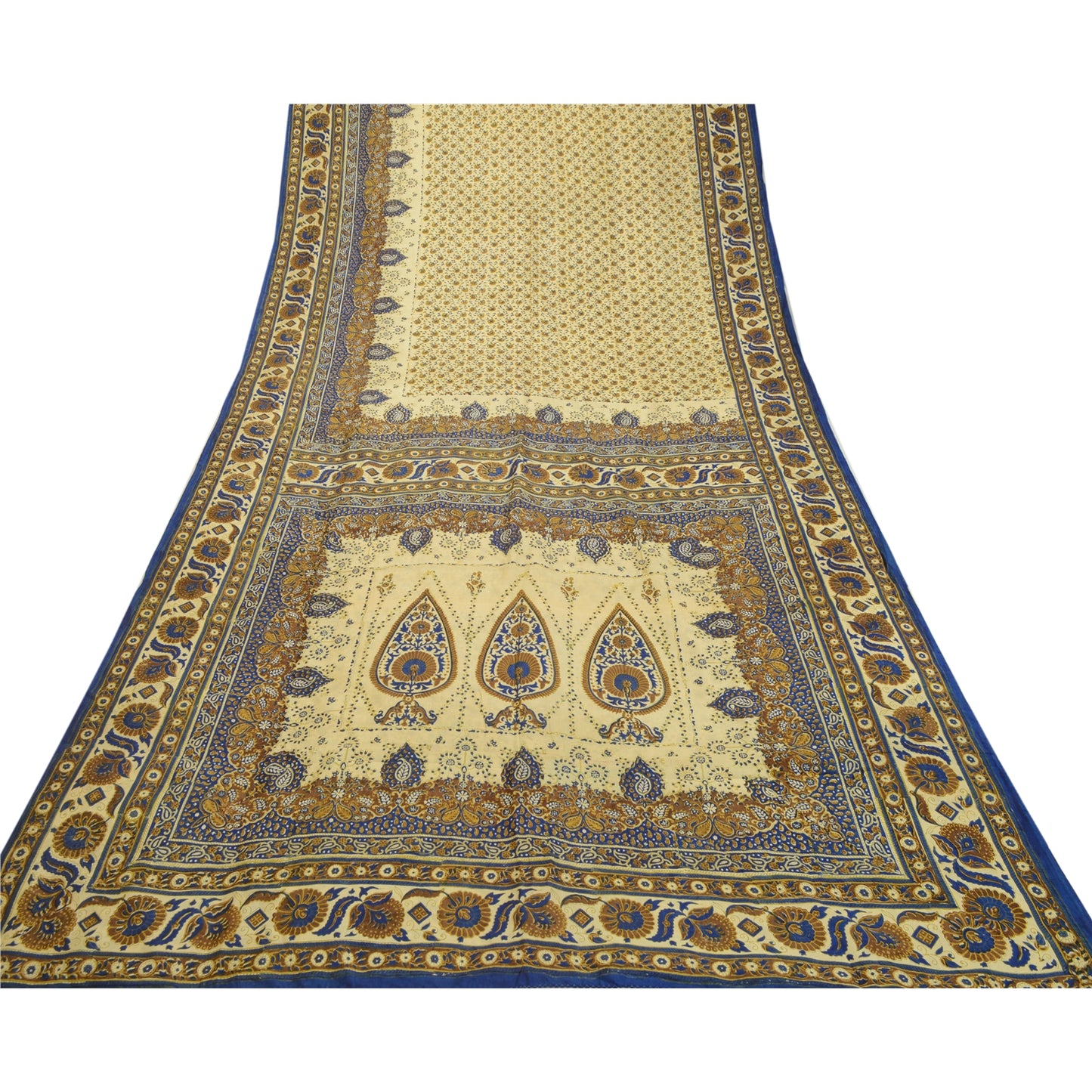 Sanskriti Vintage Sarees Quilting Felting Craft Sustainable Fabric Pure Silk Print 5YD Sari