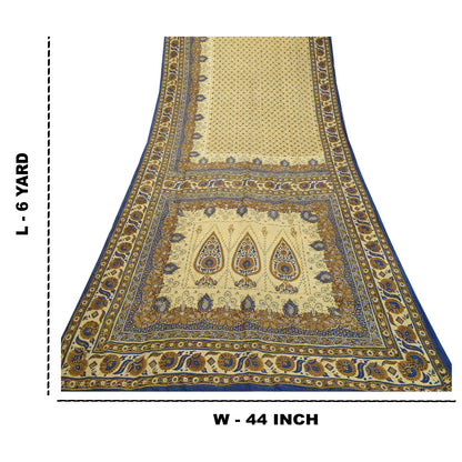 Sanskriti Vintage Sarees Quilting Felting Craft Sustainable Fabric Pure Silk Print 5YD Sari