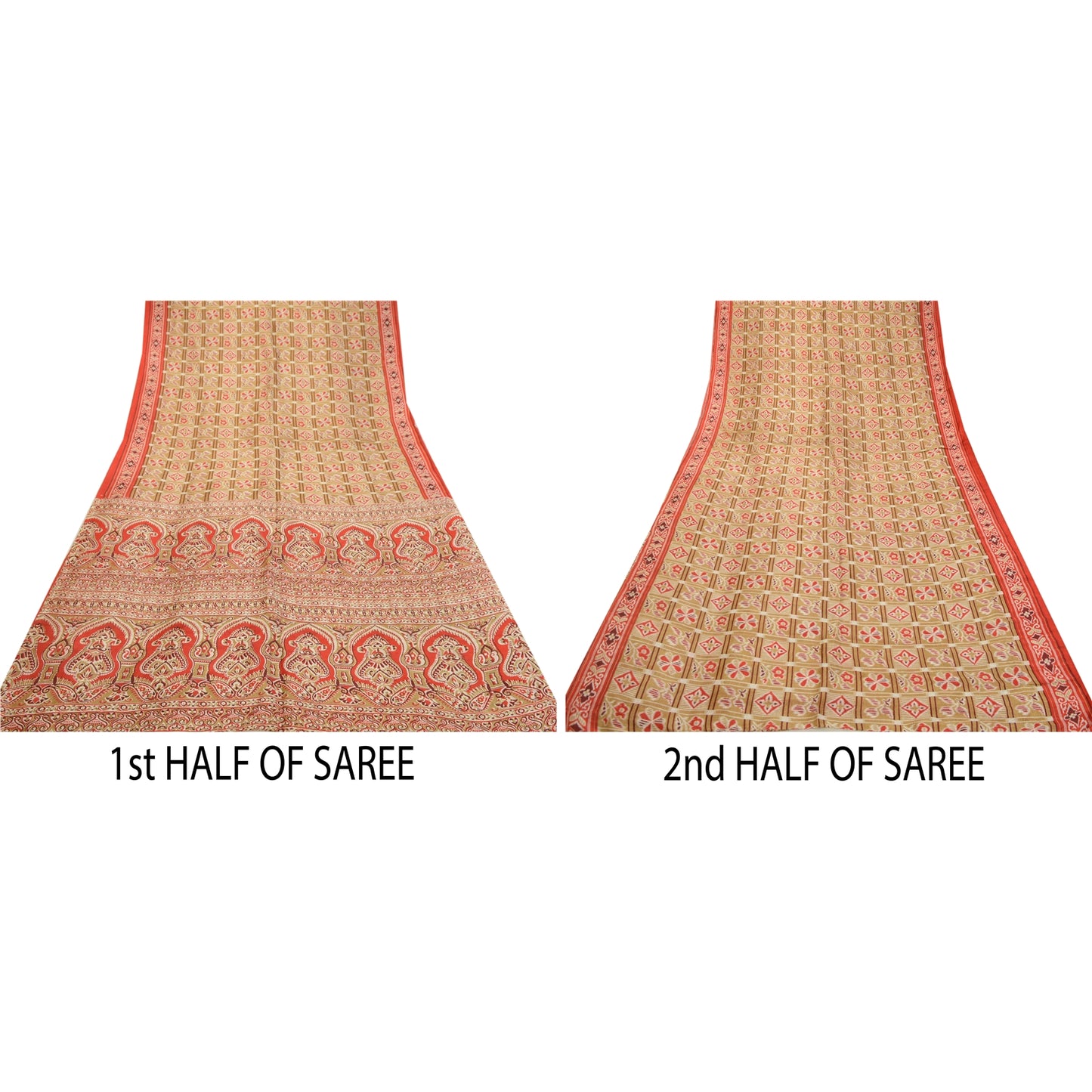 Sanskriti Vintage Sarees Green Indian Pure Silk Printed Sari 5yd Craft Sustainable Fabric