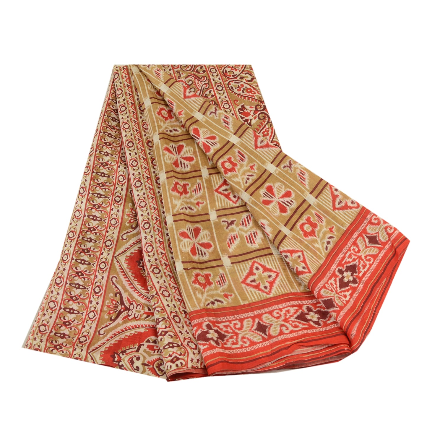 Sanskriti Vintage Sarees Green Indian Pure Silk Printed Sari 5yd Craft Sustainable Fabric