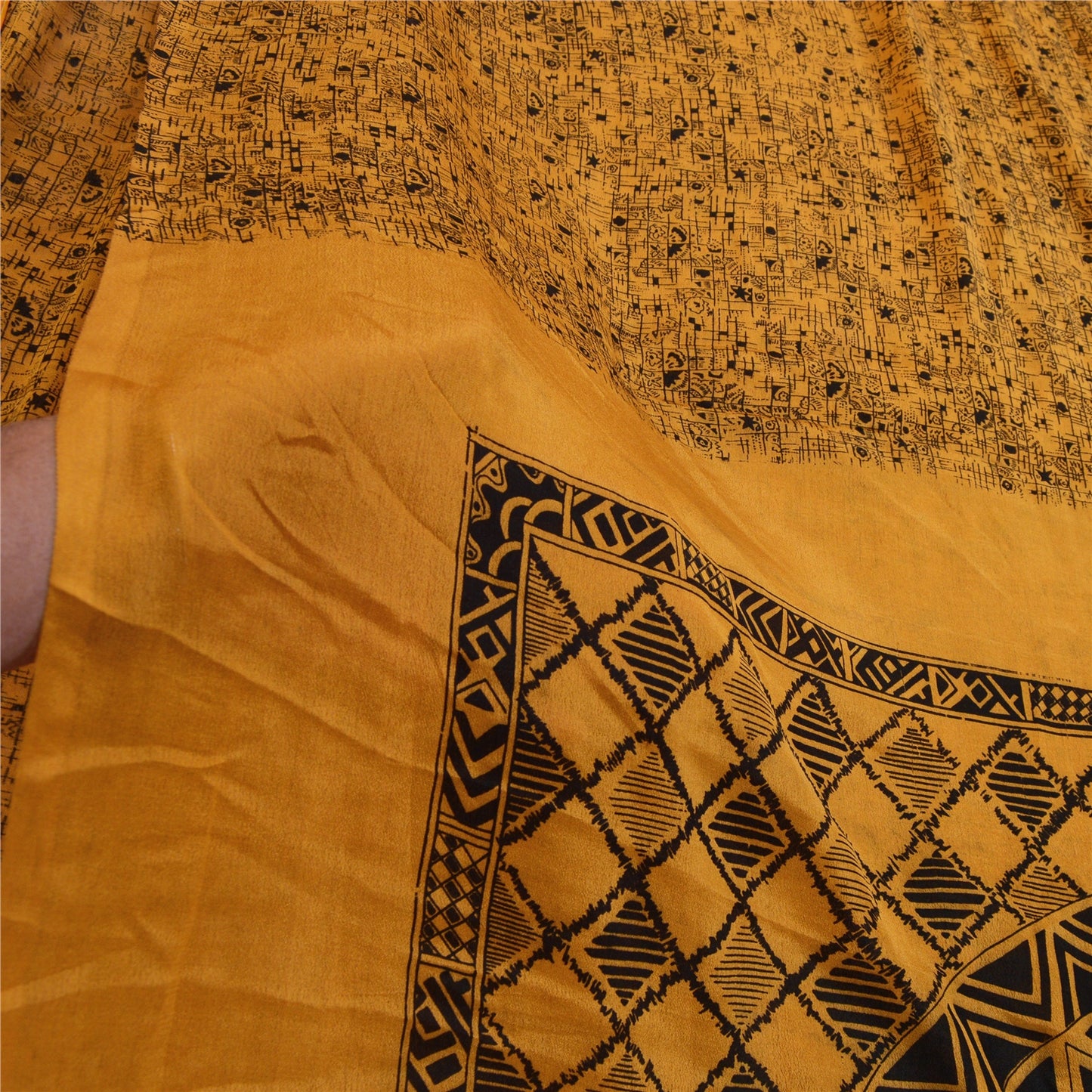 Sanskriti Vintage Sarees Indian Brown 100% Pure Silk Printed Sari Craft Sustainable Fabric
