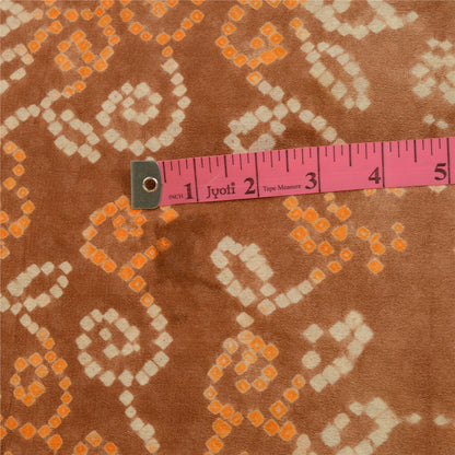 Винтажные сари санскрити, коричневое сари из чистого шелка с принтом бандхани, мягкая устойчивая ткань для рукоделия