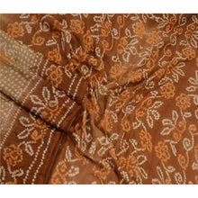 Load image into Gallery viewer, Sanskriti Vintage Sarees Brown Bandhani Printed Pure Silk Sari Soft Craft Fabric
