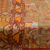 Sanskriti Vintage Sarees Indian Orange Printed Pure Silk Sari Soft Craft Sustainable Fabric