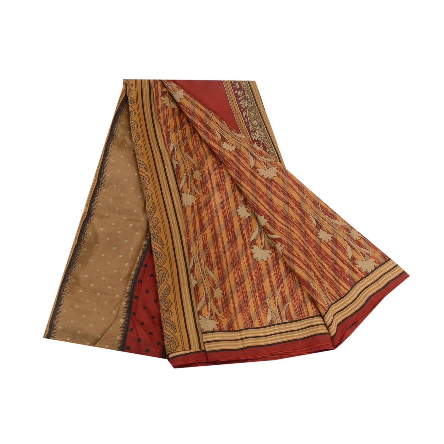 Санскритские винтажные сари индийское многоцветное принтованное 100% чистое шелковое сари ремесло устойчивая ткань