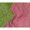 Sanskriti Vintage Sarees Indian Green Printed Pure Silk Sari Soft Craft Sustainable Fabric