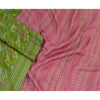 Sanskriti Vintage Sarees Indian Green Printed Pure Silk Sari Soft Craft Sustainable Fabric