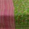 Sanskriti Vintage Sarees Indian Green Printed Pure Silk Sari Soft Craft Sustainable Fabric