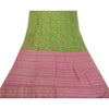 Sanskriti Vintage Sarees Indian Green Printed Pure Silk Sari Soft Craft Sustainable Fabric