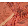 Sanskriti Vintage Sarees Peach Indian Printed Pure Silk Sari Floral Craft Sustainable Fabric