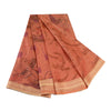 Sanskriti Vintage Sarees Peach Indian Printed Pure Silk Sari Floral Craft Sustainable Fabric