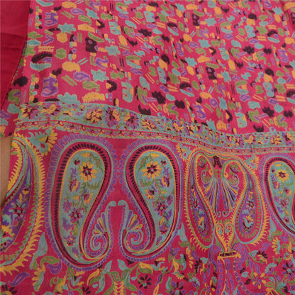 Sanskriti Vintage Sarees Pink Animal Floral Printed Pure Silk Sari Craft Sustainable Fabric