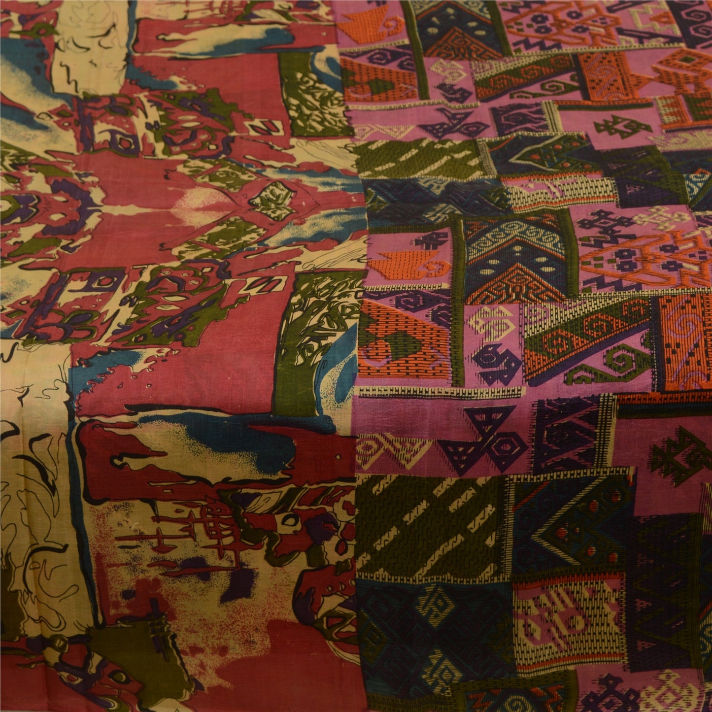 Санскритские винтажные сари из 100% чистого шелка с принтом, мягкая, 5-ярдовая, устойчивая ткань для рукоделия