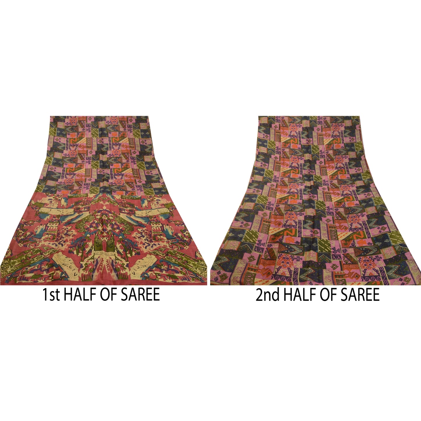 Санскритские винтажные сари из 100% чистого шелка с принтом, мягкая, 5-ярдовая, устойчивая ткань для рукоделия