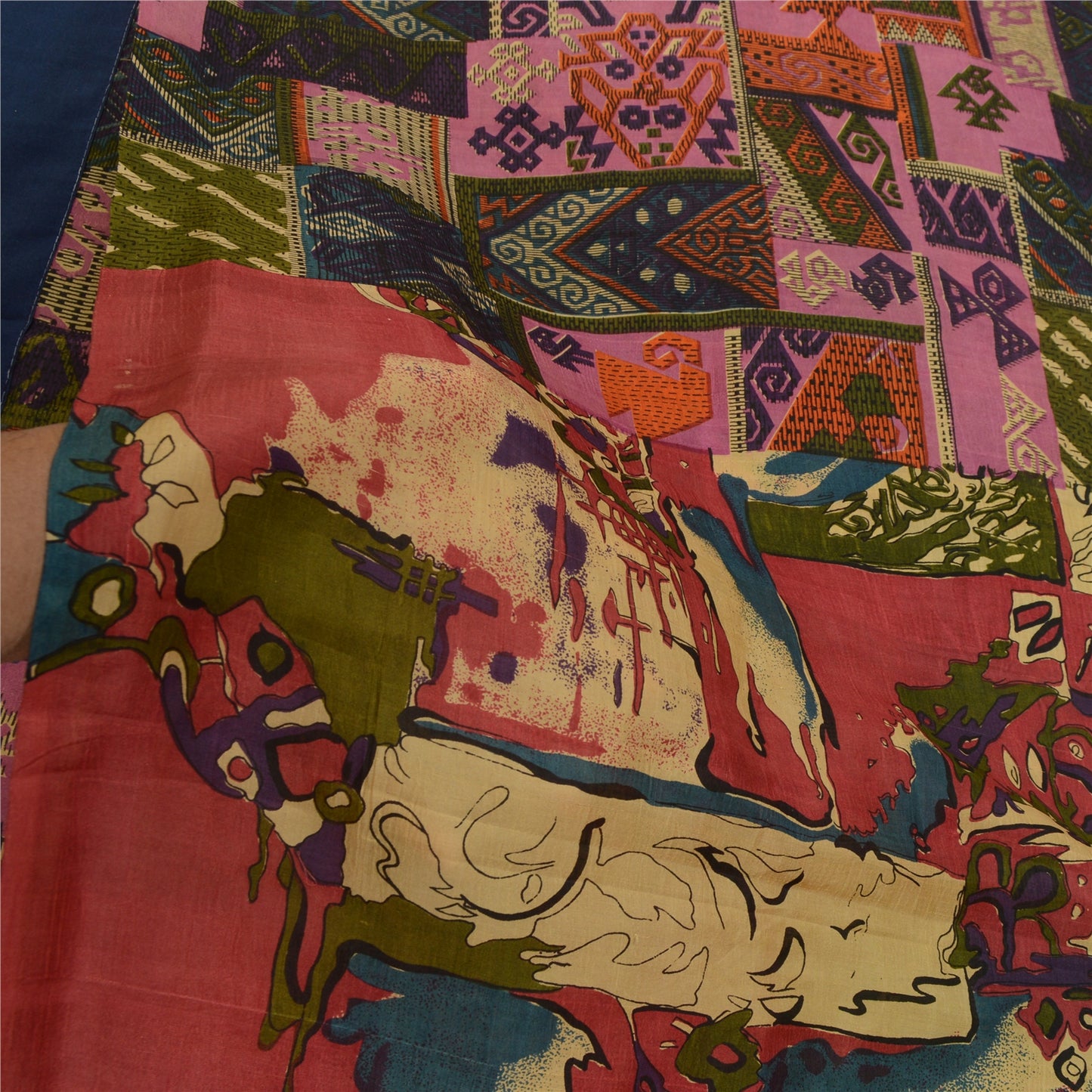 Санскритские винтажные сари из 100% чистого шелка с принтом, мягкая, 5-ярдовая, устойчивая ткань для рукоделия