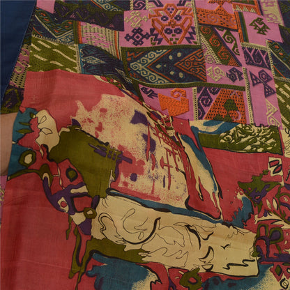 Санскритские винтажные сари из 100% чистого шелка с принтом, мягкая, 5-ярдовая, устойчивая ткань для рукоделия