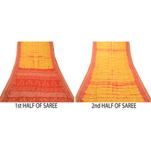 Load image into Gallery viewer, Sanskriti Vintage Sarees Yellow Tie-Dye 100% Pure Silk Printed Sari Craft Fabric
