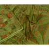 Sanskriti Vintage Sarees Green Indian Printed 100% Pure Silk Sari Craft Sustainable Fabric