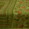Sanskriti Vintage Sarees Green Indian Printed 100% Pure Silk Sari Craft Sustainable Fabric